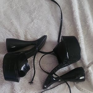 Black Platform Strappy High Heels